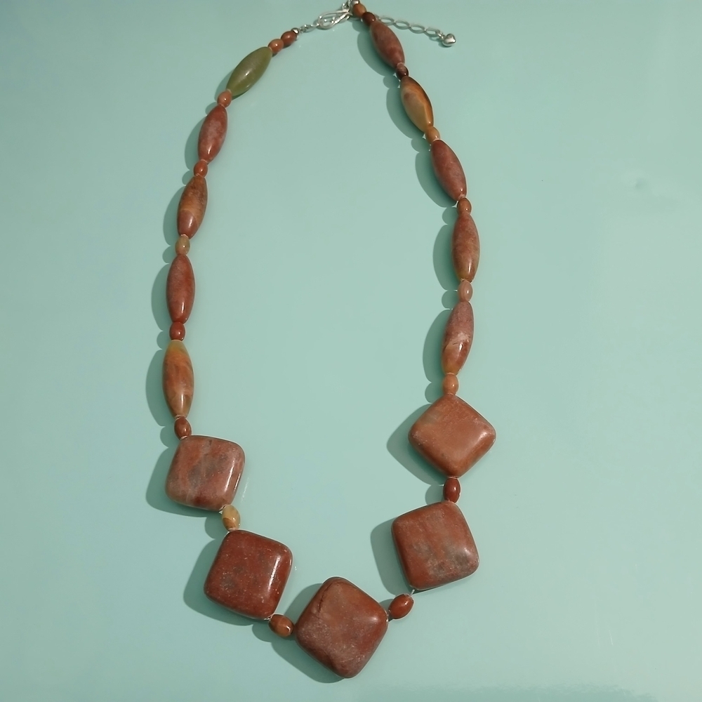 Mine Finds Jay King Brown Stone Beaded Necklace Statement Jewelry NWOT Artisan